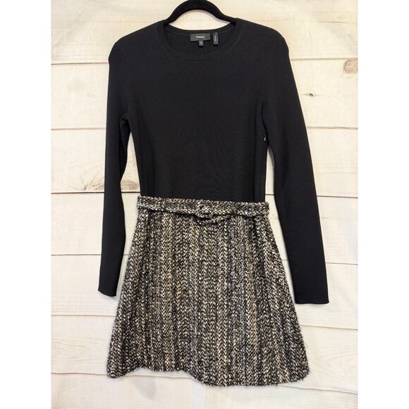 Theory Dress Size MED Classy Chic for Fall/Winter Black Beige Long Sleeve - Picture 1 of 6
